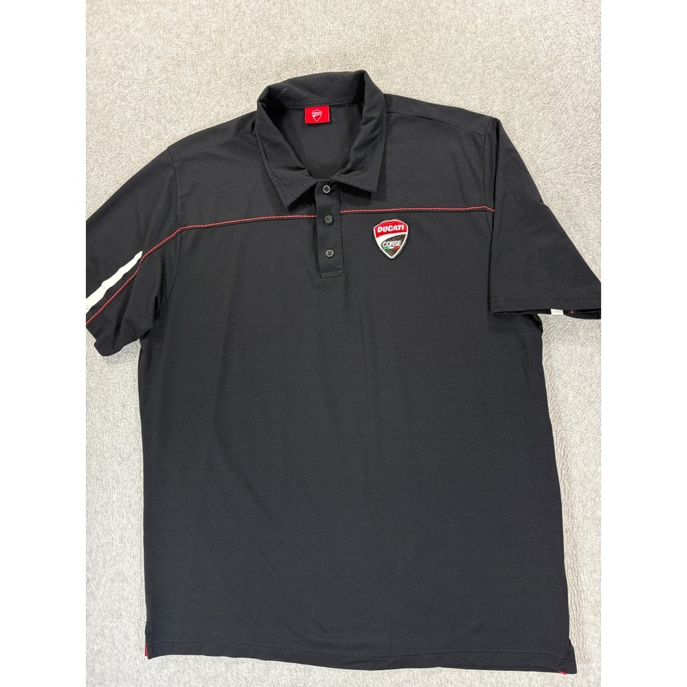 Ducati Corse Stitched Logo Short Sleeve Polo Shirt (Men's Large) Black